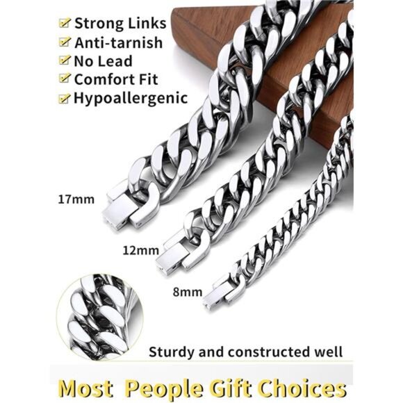 Cuban Link Bracelet Men Women Gold Plated Stainless Steel Chain Jewelry Gift - Picture 4 of 7